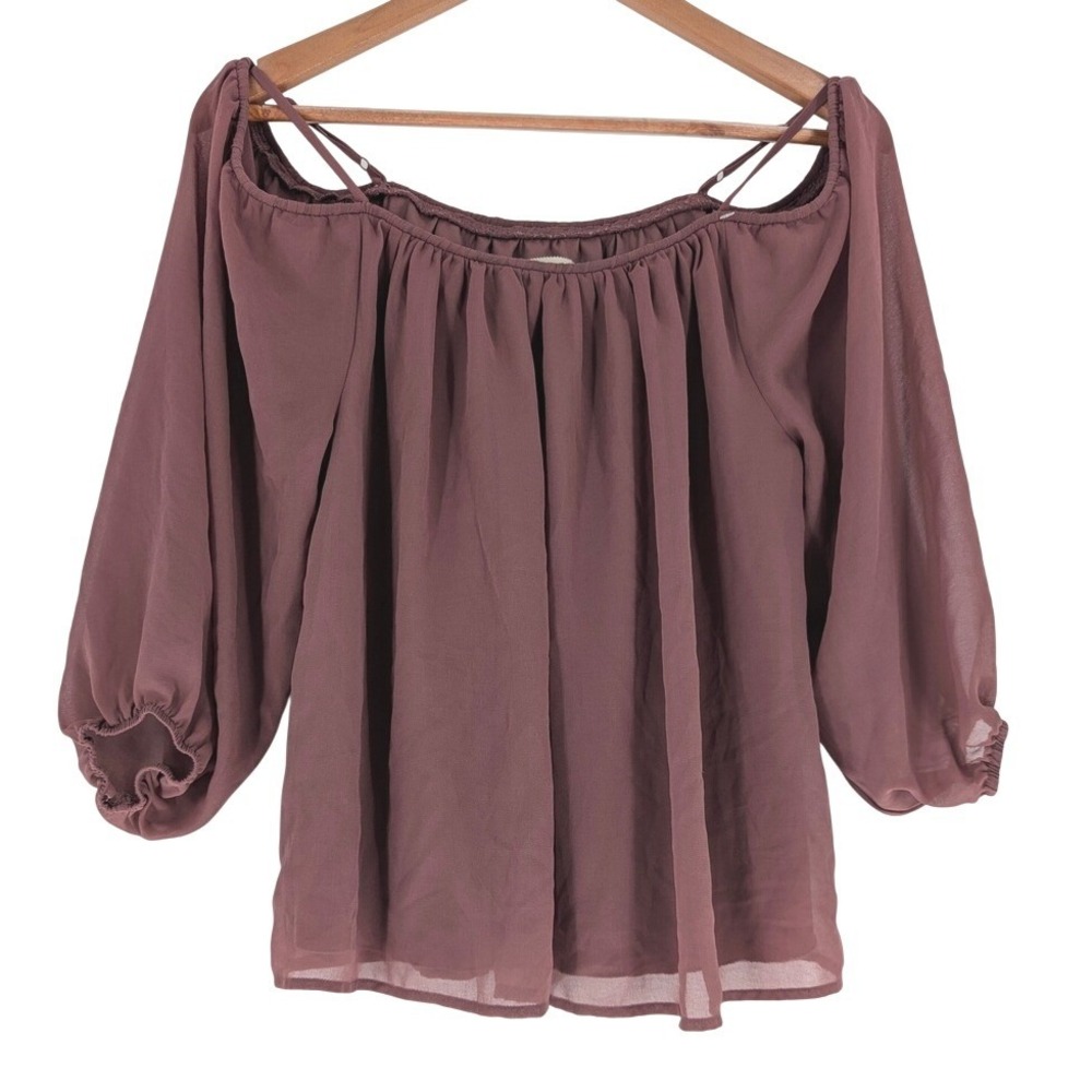 Meraki Mauve Off The Shoulder Long Sleeve Blouse Top Large IAT34208777MK